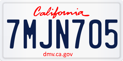 CA license plate 7MJN705