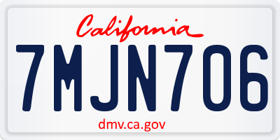 CA license plate 7MJN706