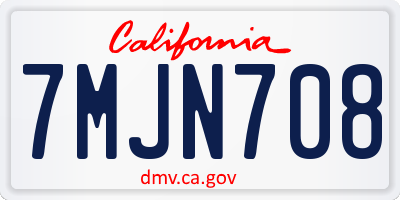 CA license plate 7MJN708