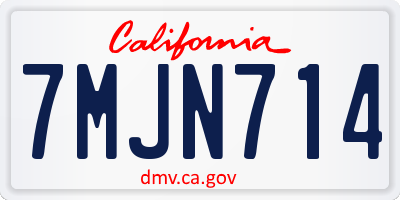 CA license plate 7MJN714