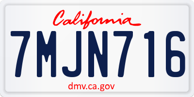 CA license plate 7MJN716