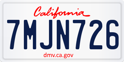 CA license plate 7MJN726