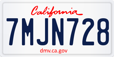 CA license plate 7MJN728