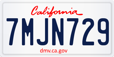 CA license plate 7MJN729