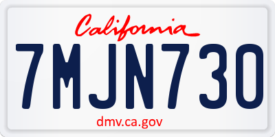 CA license plate 7MJN730