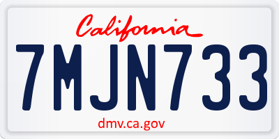 CA license plate 7MJN733