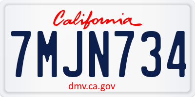 CA license plate 7MJN734