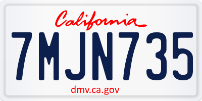 CA license plate 7MJN735