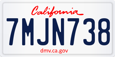 CA license plate 7MJN738