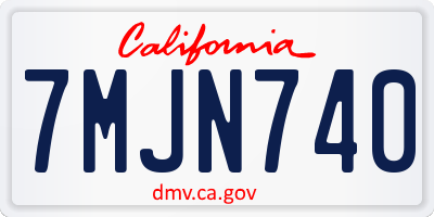 CA license plate 7MJN740