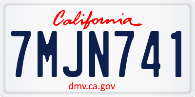 CA license plate 7MJN741