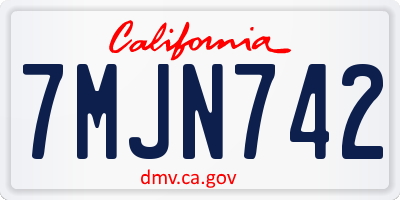 CA license plate 7MJN742