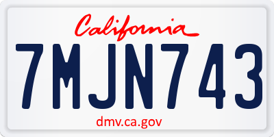 CA license plate 7MJN743