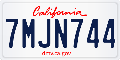 CA license plate 7MJN744