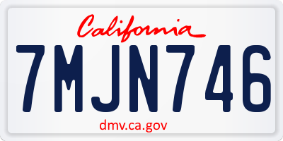 CA license plate 7MJN746