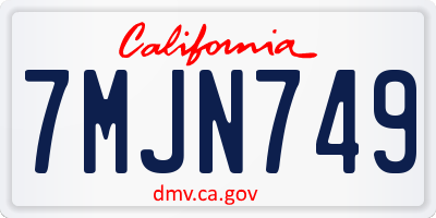 CA license plate 7MJN749