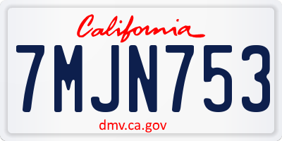 CA license plate 7MJN753