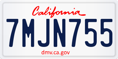 CA license plate 7MJN755