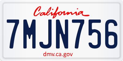 CA license plate 7MJN756