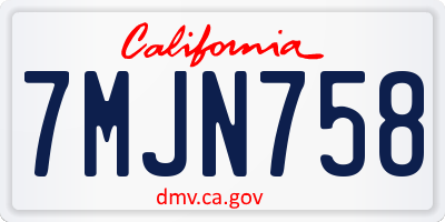 CA license plate 7MJN758