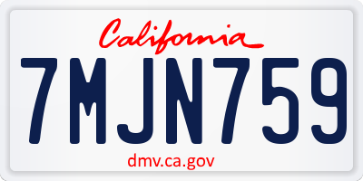 CA license plate 7MJN759