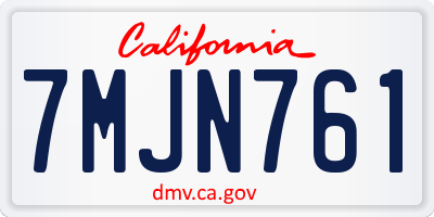 CA license plate 7MJN761