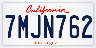 CA license plate 7MJN762