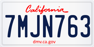 CA license plate 7MJN763