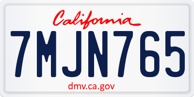 CA license plate 7MJN765