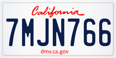 CA license plate 7MJN766