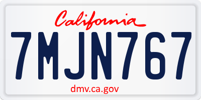 CA license plate 7MJN767