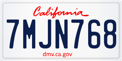 CA license plate 7MJN768