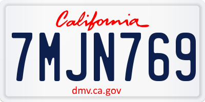 CA license plate 7MJN769