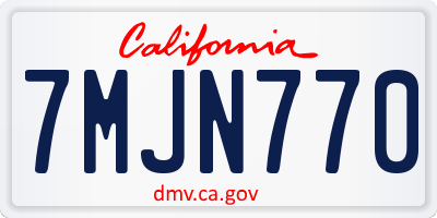 CA license plate 7MJN770