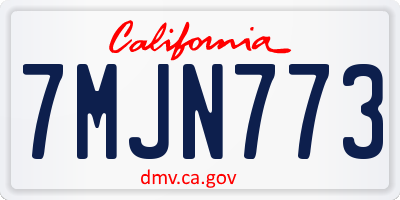 CA license plate 7MJN773