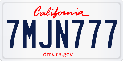 CA license plate 7MJN777