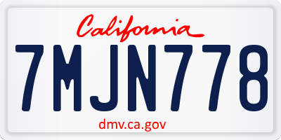 CA license plate 7MJN778