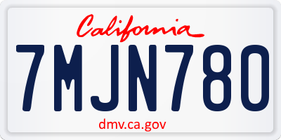 CA license plate 7MJN780