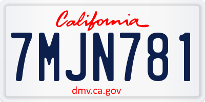 CA license plate 7MJN781