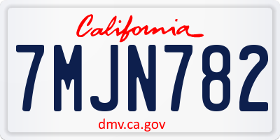 CA license plate 7MJN782