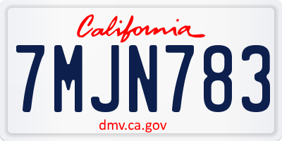 CA license plate 7MJN783