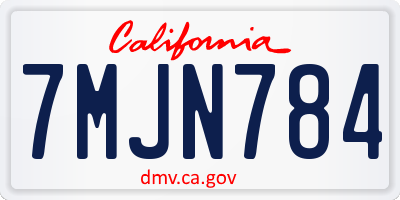 CA license plate 7MJN784