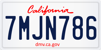 CA license plate 7MJN786