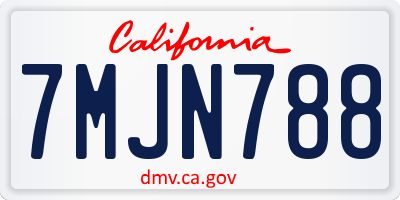 CA license plate 7MJN788