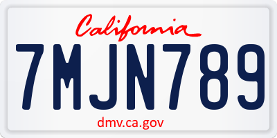 CA license plate 7MJN789