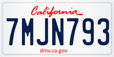 CA license plate 7MJN793