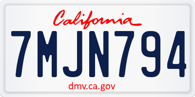 CA license plate 7MJN794