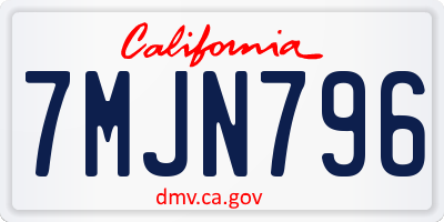 CA license plate 7MJN796