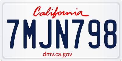 CA license plate 7MJN798