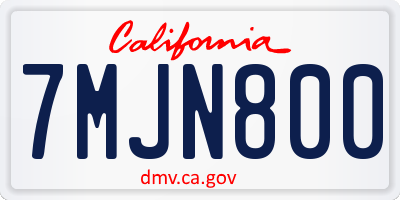 CA license plate 7MJN800